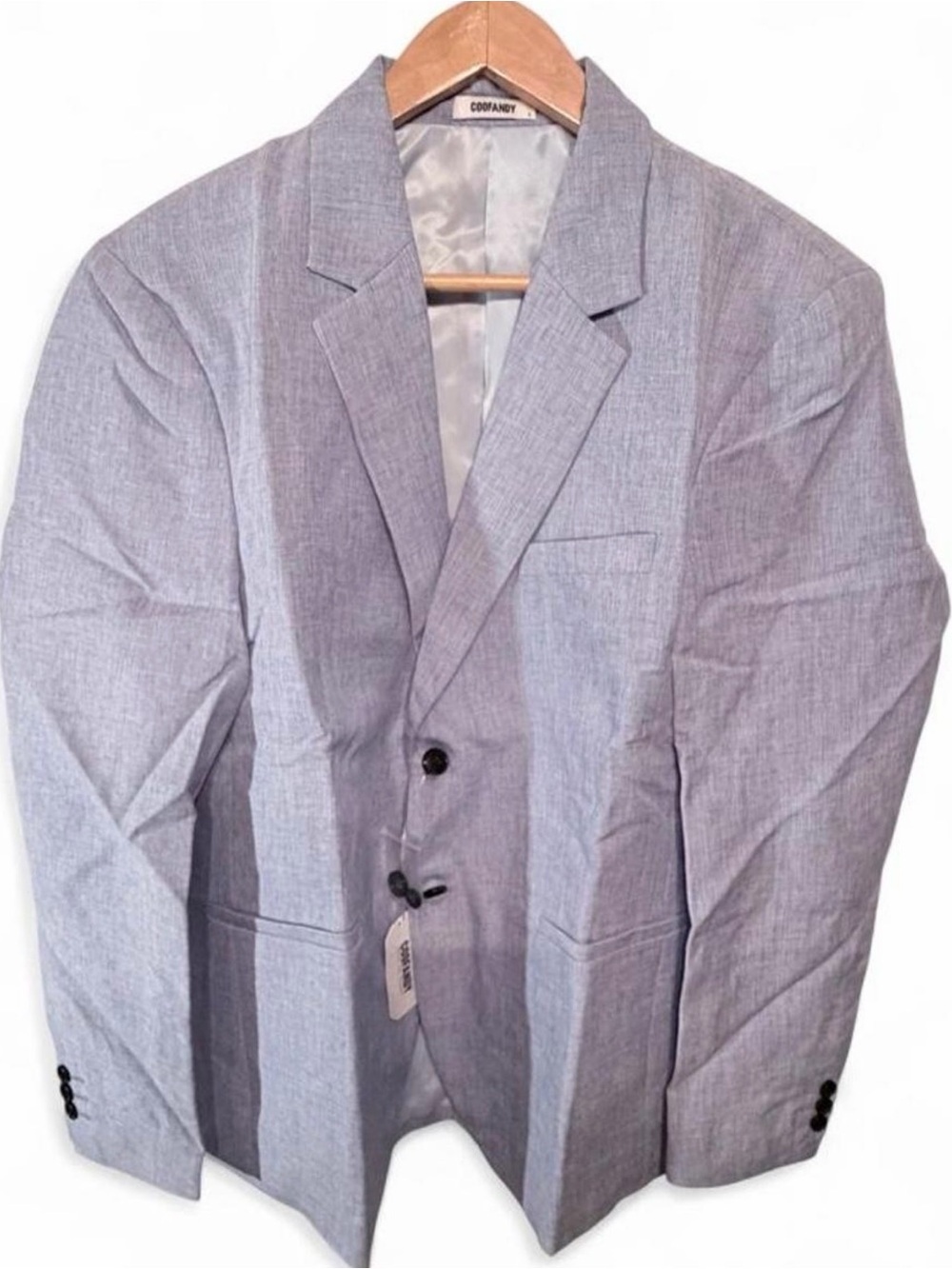 Coofandy light blue blazer with subtle textured weave, size L
